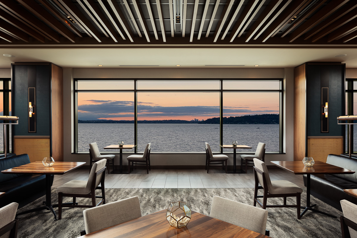 Lakeside views from Water's Table dining room at the Hyatt Regency Lake Washington