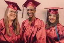 three students at rtc commencement
